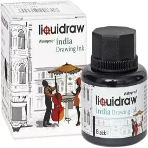 리퀴드로우 블랙 드로잉 인도 잉크 - 1.18 floz / 35ml 필수 아티스트 공급 무독성 방수 및 영구적 펜