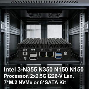 미니 소형 PC 인텔 3-N355 N350 윈도우 11 프로 7개의 M.2 NVMe 또는 6개의 SATA 키트 지원 2개의 2.5G LAN
