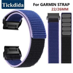 Garmin Fenix 6x Pro 5x7x3 HR Descent Mk1 퀵 릴리스 스마트 워치 밴드 26mm 루프 나일론 스트랩 3 사파이