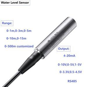 0-10m 수중 액체 레벨 트랜스미터 4-20mA 0-3.3V 출력 수압 센서 프로브 0-5m 15m 20m RS485 연결