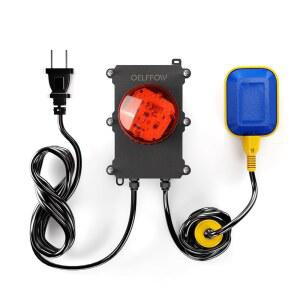 OELFFOW 섬프 펌프 알람 테더 플로트 110db 표시기가 10피트 있는 LED 하수 스위치 카운터웨이트 포함 시끄러운 3m 레벨 대형 스위치
