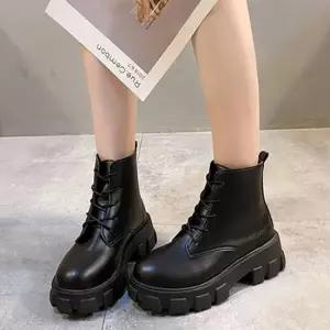 검정색 가죽 워커 여성워커 플랫폼부츠 데일리 트랙솔 빅사이즈 부츠 여성워커 여자워커
