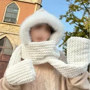 화이트 털모자 장갑 넥워머 머플러 귀도리 벙어리장갑 후드 귀달이 귀마개 귀도리 숄