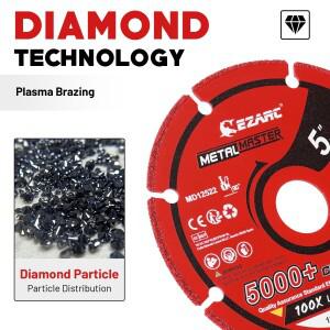 EZARC 5'' x 7/8'' 금속용 다이아몬드 절단 휠, 철근, 철 및 INOX에 5000회 이상 가능한 125mm 톱날