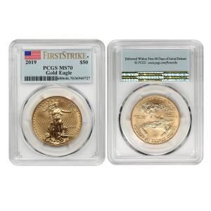 2019 미국 골드 이글 $50 달러 등급 동전 상자 수집품 홀더 PCGS 케이스에 밀봉