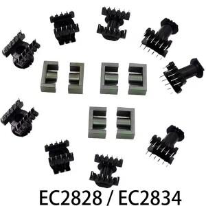 수직 수평 변압기 페라이트 마그네틱 코어 베이클라이트 코일, EC2828 EC2834 5 + 6 핀, 10P/12P MN-ZN PC