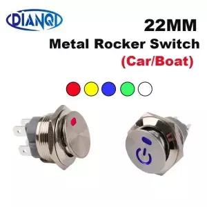 1개 금속 토글 로커 스위치 온/오프 220v 12v 6v 22mm 2NO 4핀 래칭 고정 16A 고전류 LED 라이트 자동차