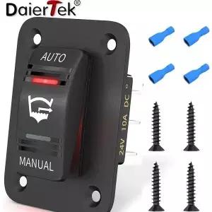 DaierTek 3 웨이 20A 빌지 펌프 로커 스위치 패널 방수 12V 24V 4Pin SPDT 자동/끄기/수동 LED