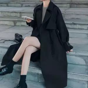 여성 아우터 간절기 더블 빅카라 심플 데일리 롱 자켓 가을 베이직 트렌치코트