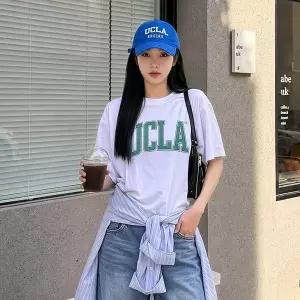 [하프클럽/에드혹]남녀공용 UCLA 더블 라인 아치 로고 티셔츠(UC6STA1)
