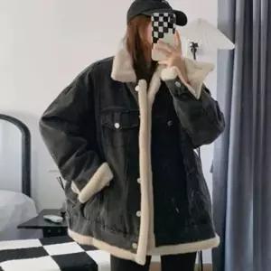 여성 양털자켓 데님자켓 퍼 안감 겨울 루즈핏 코디