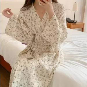 귀여워 토끼 로브 루즈핏 빅사이즈 샤워가운골프 골프용 여성 잠옷 원피스 홈웨어 휴양지룩 비치웨어 여자