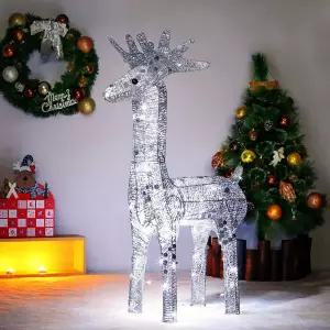 LED 반짝반짝 루돌프사슴장식 디스플레이 110cm 실버성탄절 연말파티 크리스마스데코 용품 소품 야외품 겨