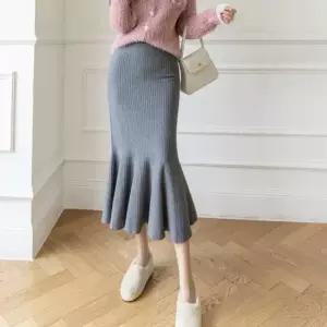 데이트룩 F006576 4컬러 인어 메메이드 롱스커트 니트스커트