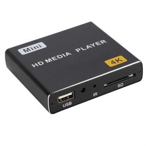 미니 소형 4K HDD 미디어 플레이어 1080P 수평 및 수직 디지털 비디오 플레이어(USB 드라이브/SD 카드 포함