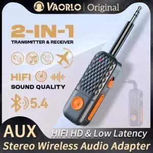업그레이드된 블루투스 5.4 AUX 송수신기 3.5MM 마이크 내장 HiFi 스테레오 음악 무선 오디오 어댑터 (TV