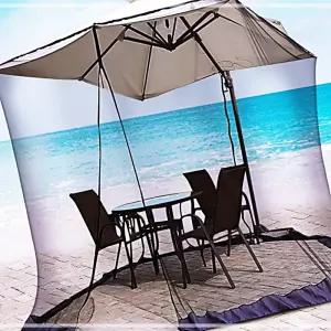 IKWEE91BB 카페 캠핑 텐트 휴대용 실외 그늘막 옥상 원형 원통형 네트망 파라솔 모기장 테라스 야외 대형