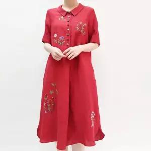 비꼴리끄 여성린넨 밴드넥 꽃자수 원피스B242WO3040 837957