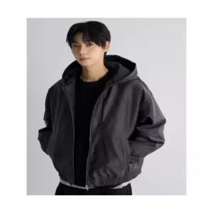 에잇세컨즈 8SECONDS 페이크 레더 후드 패디드 보머 애쉬