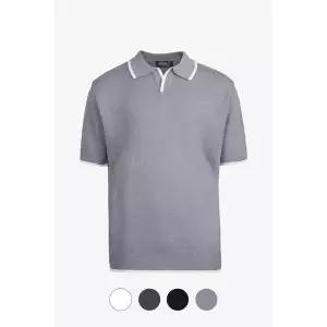[파파브로] 남성 린넨 쿨링 카라 반팔 니트 티셔츠 SO-KN-OPENKNIT