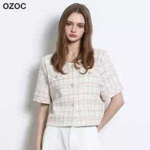 오조크 OZOC 체크 트위드 반팔자켓 택가격 114000원 10299704 842571