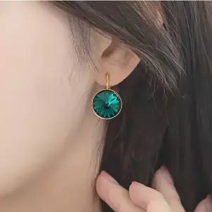 크리스탈 오스트리아 에메랄드 귀걸이 서클 귀걸이추천 여자귀걸이 14mm