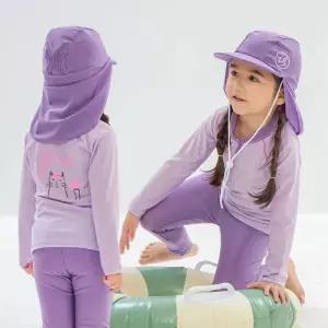 매장정품 ICESAND 키즈 유아 여아동 래쉬가드 플랩캡 수영복세트 BR-355111