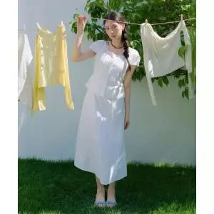 로엠 린넨 롱 A라인 스커트 RMWHG37R11