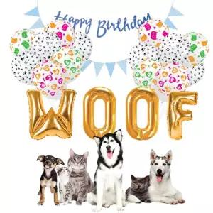 요즘상회 해피파티 펫 이벤트 생일 우프 삼각 가랜드 풍선세트 생일꾸미기