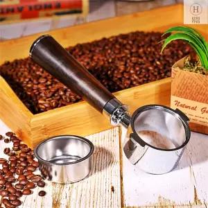 홈카페용 51MM 바텀리스 포터필터 월넛 우드핸들 (드롱기호환) 샷추출 카페용품