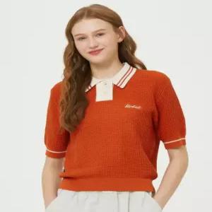 코닥 KODAK 배색 포인트 카라 니트 우먼 ORANGE