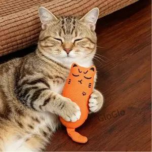 부드러운 플러시 고양이 손가락 모양 베개 바스락거리는 소리 캣닙 함유 물림 방지 발달용 인터랙티브