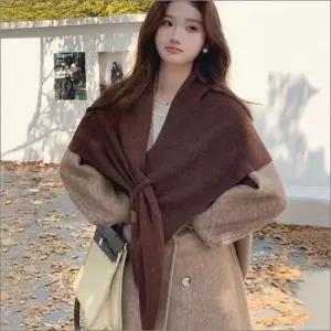 오너클랜 여자 숄 케이프 6컬러 워머 겨울 어깨 홀크로스 와이드 머플러 케이프니트 니트케이프