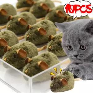 10/1PCS 인터랙티브 마우스 플러시 고양이 씹는 삑삑이 소리 나는 모조 쥐 물림 방지 새끼 용품