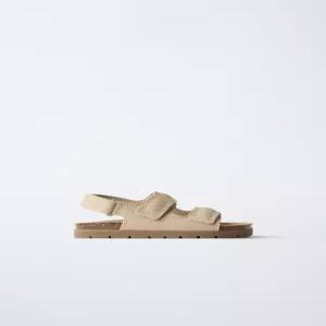 ZARA 더블 스트랩 레더 샌들 - 샌드 브라운 7600/830/107 491325