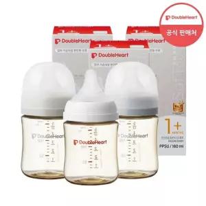 더블하트 3세대 160ml 베이직 모먼트 싱글 트리플팩 젖꼭지S 포함)