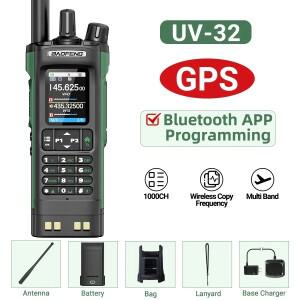 바오펑 UV-32 GPS 무전기 10W 멀티 밴드 블루투스 프로그래밍 무선 주파수 복사 NOAA 장거리 햄