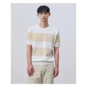 [빈폴멘][Green] 보더 반소매 라운드 니트  아이보리 (BC4351N030)