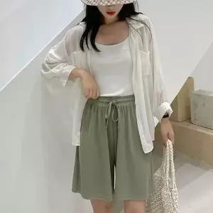 여자 여름 플리츠 찰랑 밴딩 편한 고무줄 5부 반바지 아이스 쿨바지
