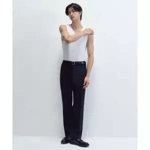 MUSINSA STANDARD [쿨탠다드] 세미 와이드 히든 밴딩 슬랙스 [네이비]