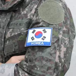 자수 태극기 와펜 파랑-WFPW81M