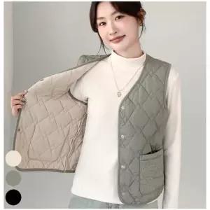 패딩조끼 퀼팅 누비 점퍼 세미기모 포켓 경량