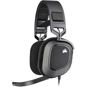CORSAIR HS80 RGB USB 프리미엄 게이밍 헤드셋, 사운드, 마이크, 사운드 7.1 내구성 있는 포함(방송 등급 하이파이 전방향 서라운드 구조) 돌비 폼 메모리 카본 이어패드, 오디오