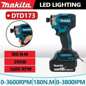 마키타 DTD173 1800RPM 무선 임팩트 드라이버 180N.m 브러시리스 모터 전기 드릴 목재볼트T-모드 마키타 배