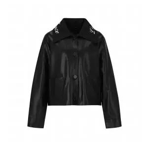 [숲] 니트 탈부착 페이크 레더 재킷 (SZ9LE30)