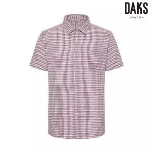 닥스 DAKS 남성 린넨혼방 이지케어 스트레치 스몰체크 레귤러핏 반팔 셔츠 DMS3SHCS110R1