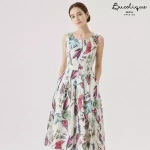[비꼴리끄]린넨 프린트 민소매 원피스 B242WO1090 N