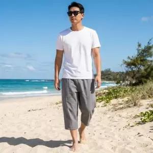 [텐바이텐][홍은]남자 여름 린넨 와이드팬츠 배기 7부바지 빅사이즈 마바지