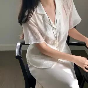[코코블랑] [코코메이드]페이 스트랩 셔츠 블라우스