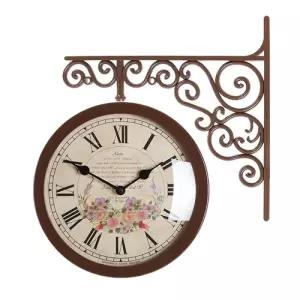 Classic Double Clock Flower5(BR)양면시계 벽시계 인테리어벽 벽걸이 소품 집들이 거실